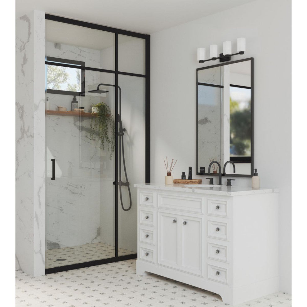 Estrada Collection 4-Light Contemporary Bath and Vanity Light, Matte Black