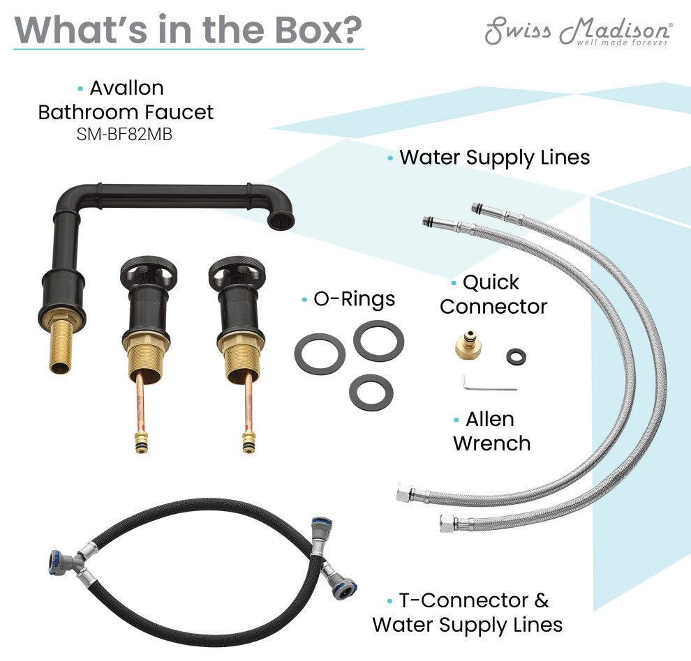 Avallon Widespread, Double Handle, Bathroom Faucet, Matte Black