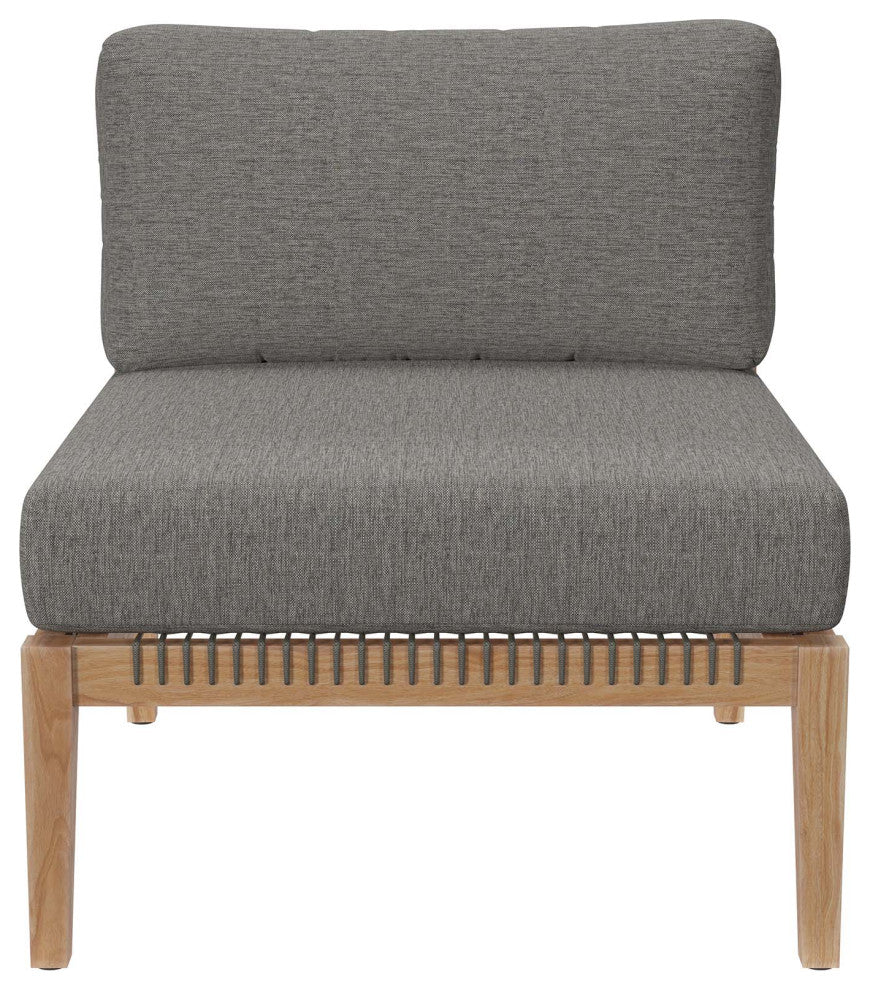 Clearwater Outdoor Patio Teak Wood 5-Piece Sectional Sofa, Gray Graphite