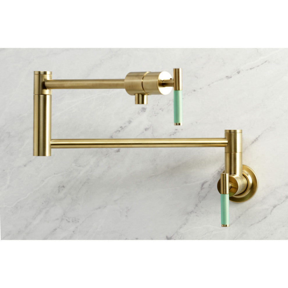 Kingston Brass KS4107CKL Kaiser Wall Mount Pot Filler Faucet, Brushed Brass