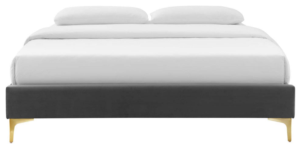 Sutton Full Performance Velvet Bed Frame Charcoal