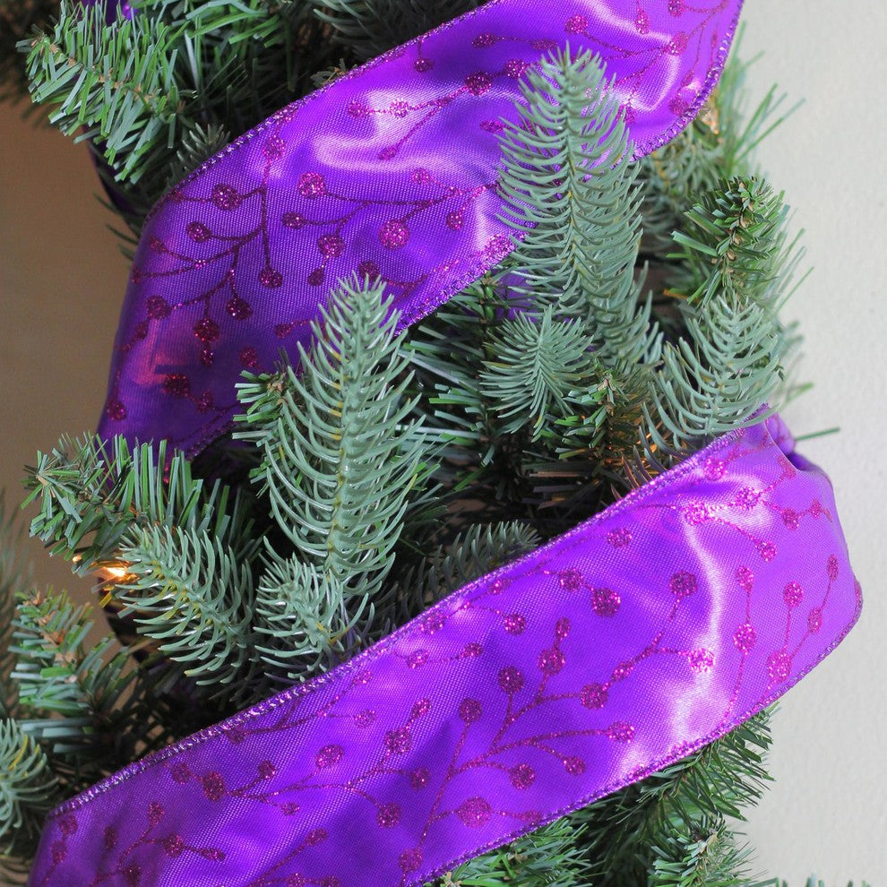 Purple Tree Wired Christmas Craft Ribbon