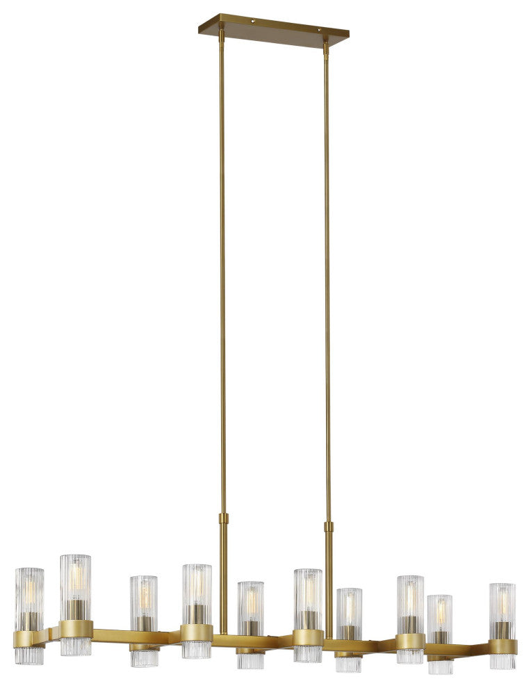 Geneva Linear Chandelier, Burnished Brass