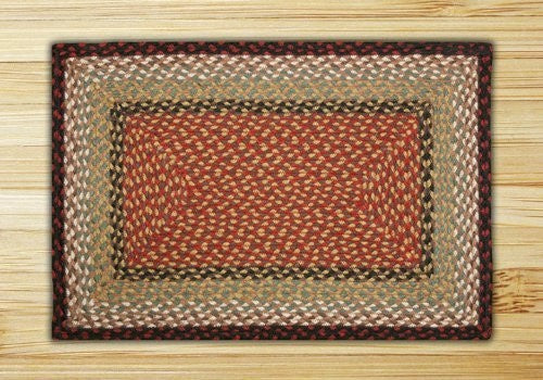 Burgundy/Mustard Oblong Braided Rug, 2'x6'