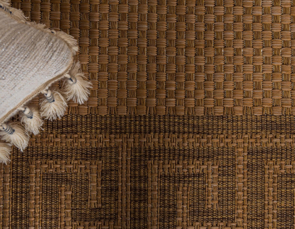 Rug Unique Loom Outdoor Border Light Brown Rectangular 3' 3 x 5' 0