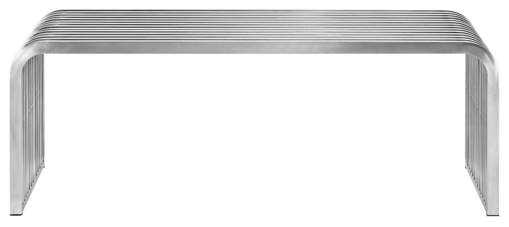 Pipe Stainless Steel Bench, Silver