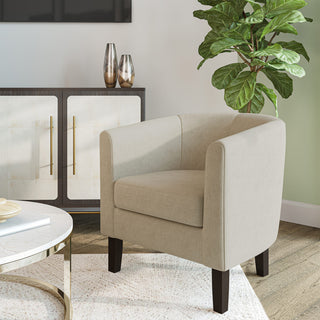 Modern Club Chair Barrel Design, Beige