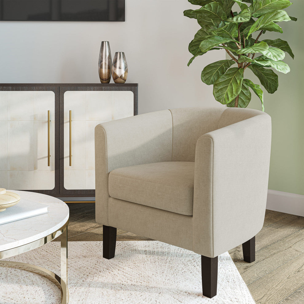 Modern Club Chair Barrel Design, Beige