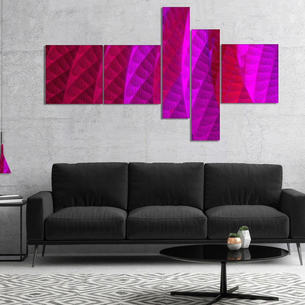 Layered Pink Psychedelic Design, Abstract Canvas Art Print, 60"x32", 5 panels