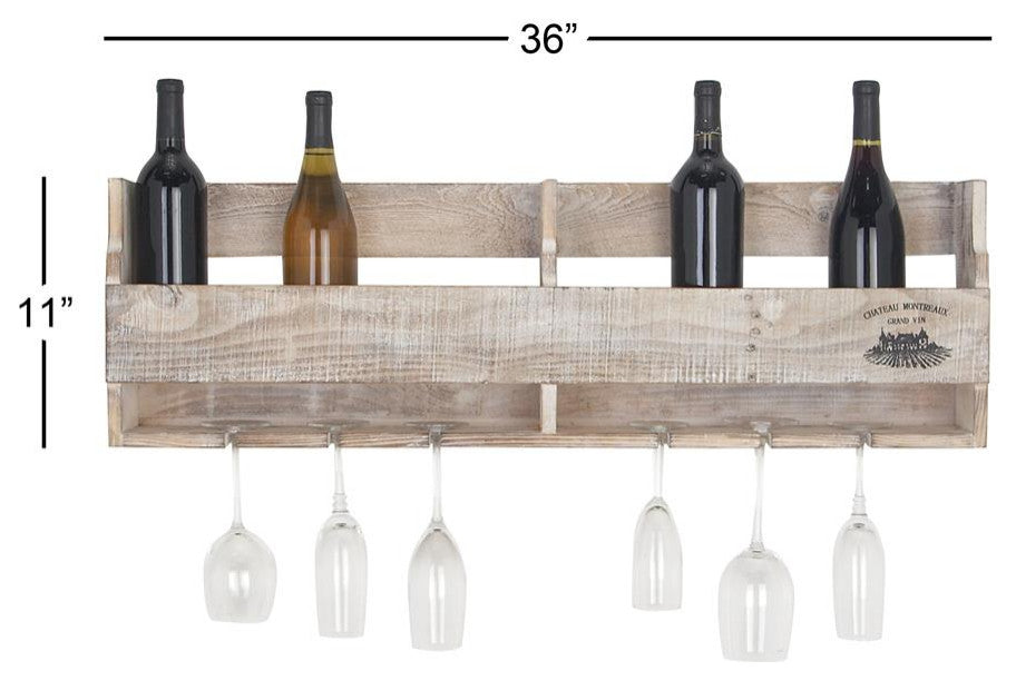 Brown Farmhouse Wall Wine Rack