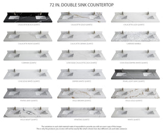 Malibu Mango 72" Double Sink Bath Vanity, White Washed 2" Piatra Gray