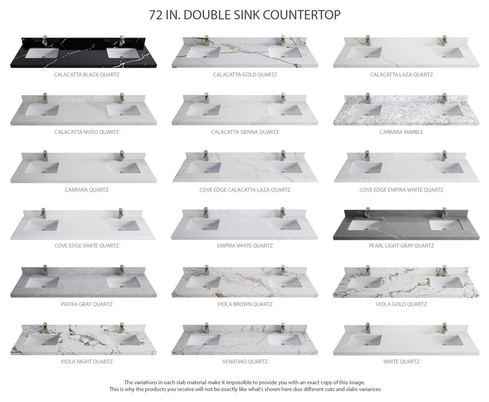 Malibu Mango 72" Double Sink Bath Vanity, White Washed 2" Piatra Gray