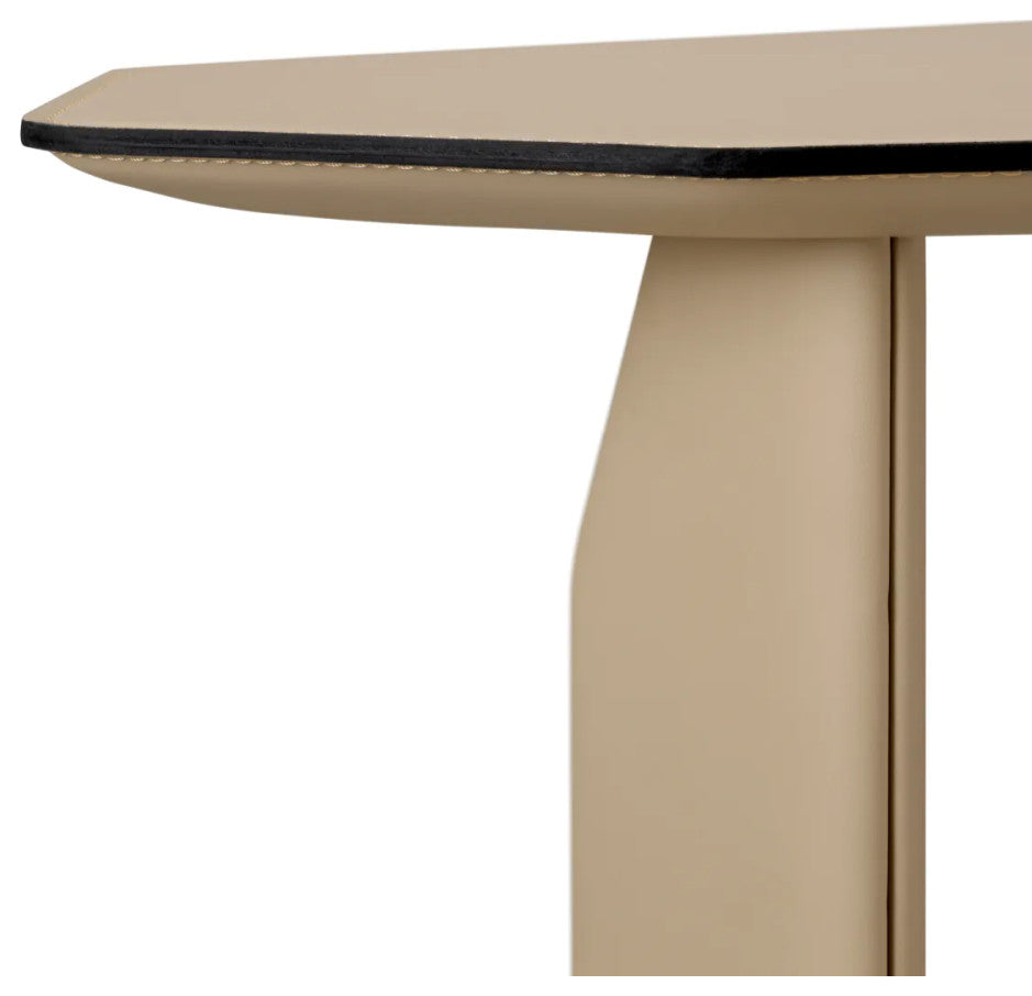 Light Brown Leather Side Table, Eichholtz Maurizio