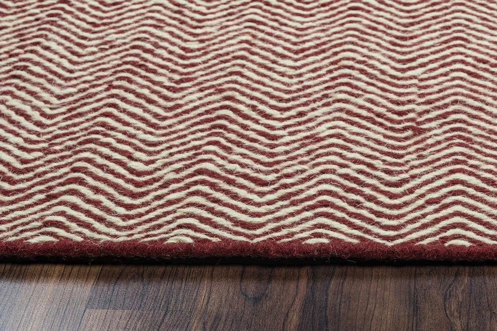 Rizzy Home Twist TW2967 Burgundy Chevron Area Rug, Rectangular 9'x12'