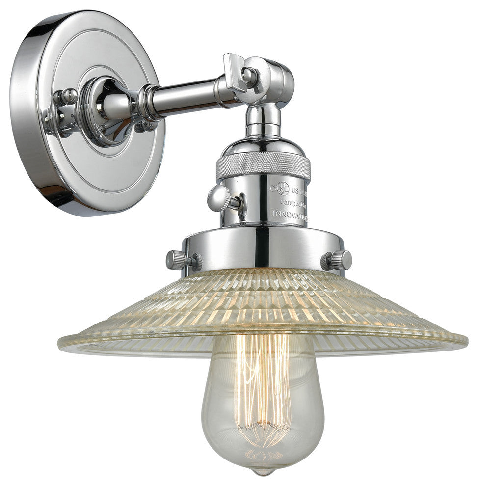 1-Light Halophane 10" Sconce, Polished Chrome