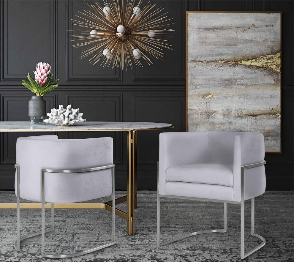 Giselle Grey Velvet Dining Chair with Silver Leg