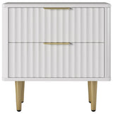 Modern White Nightstand with 2 Drawers Bedside Table With Gold Legs