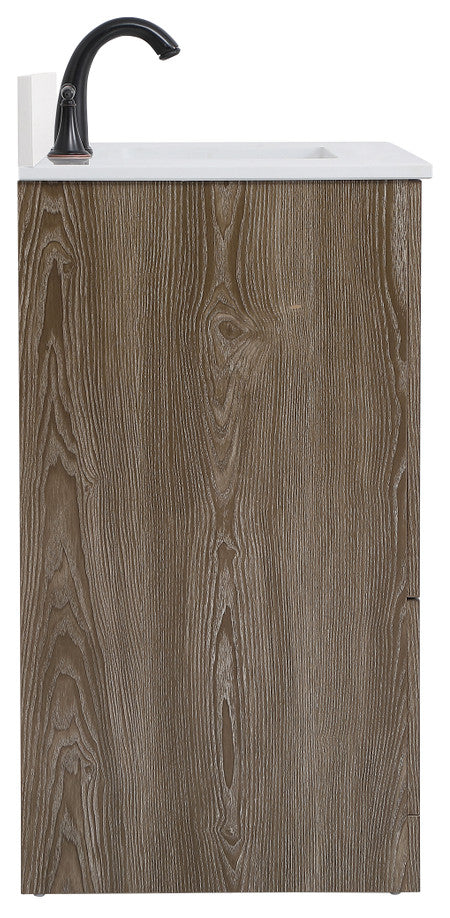 Home Living 30" Single Bathroom Vanity, Weathered Oak With Backsplash