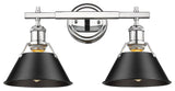 Orwell CH 2-Light Bath Vanity, Chrome With Black Shade