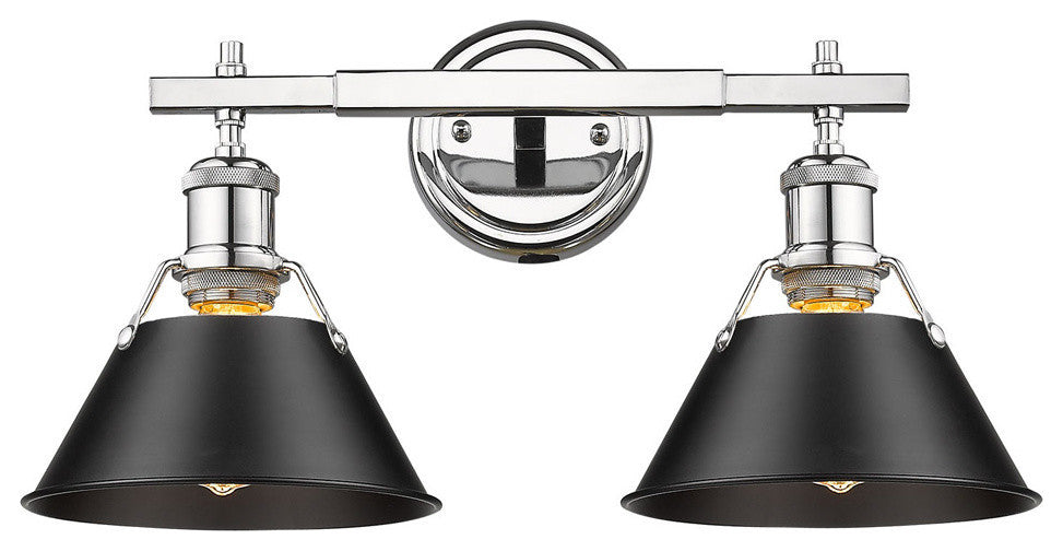 Orwell CH 2-Light Bath Vanity, Chrome With Black Shade