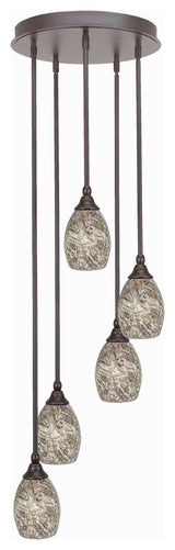 Empire 5-Light Cluster Pendalier, Dark Granite/Natural Fusion
