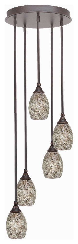 Empire 5-Light Cluster Pendalier, Dark Granite/Natural Fusion