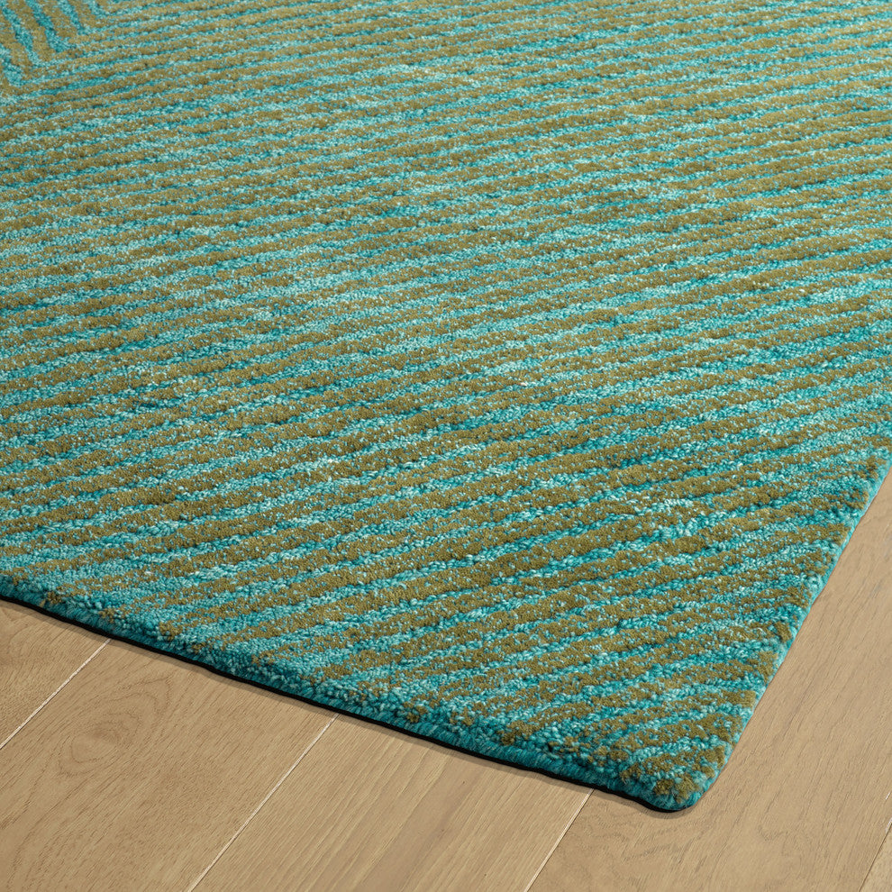 Kaleen Hand-Tufted Textura Wool Rug, Turquoise, 3'6"x5'6"