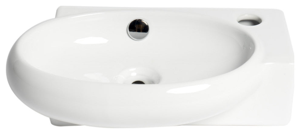 ALFI brand ABC117 White 17" Small Wall Mounted Ceramic Sink with Faucet Hole