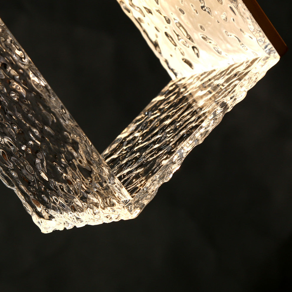 LNC Cendrillon 5-Light 40" Modern Square-Loop Acrylic LED Chandelier, Gold