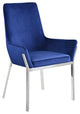 Dn00222 - Side Chair, Set-2, Blue Velvet and Mirrored Silver Finish - Cambrie