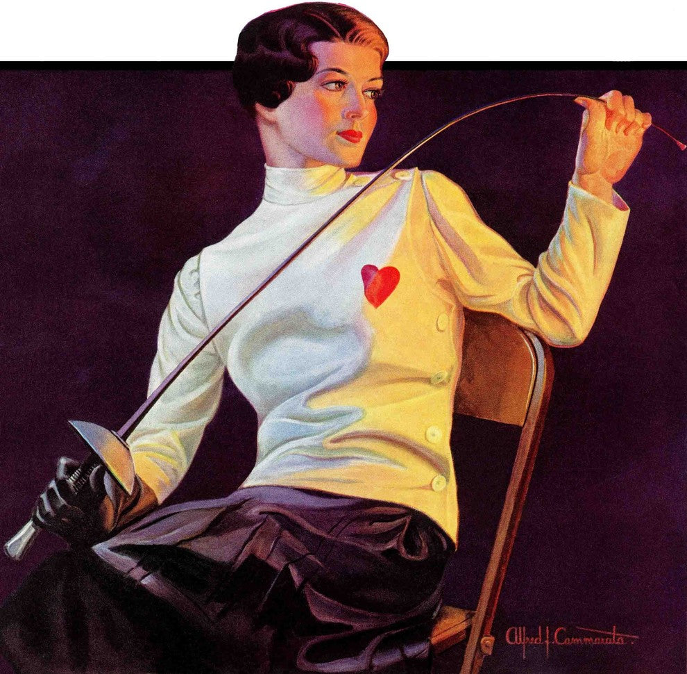 "Female Fencer" Painting Print on Canvas by Alfred F. Cammarata