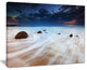 "Waves Flowing Over Boulders" Seashore Canvas Photo Print, 40"x30"