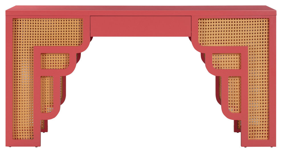 Suzie Rattan Executive Desk, Pink