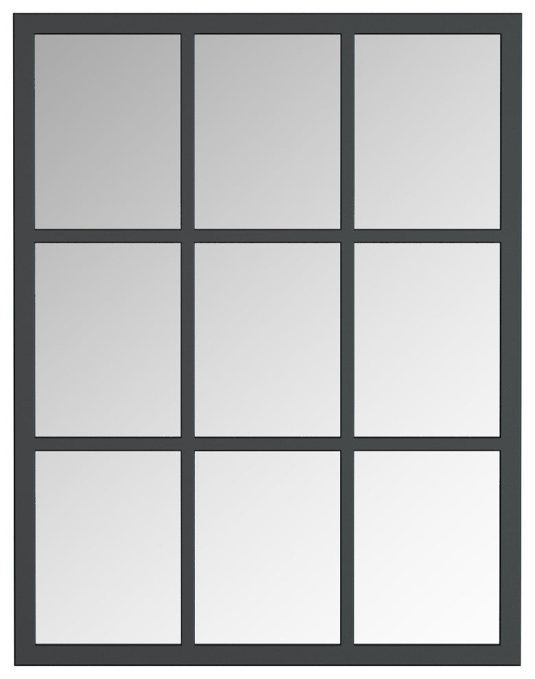 Trion Black Framed Window pane mirror