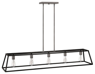 Hinkley Fulton Large Five Light Open Frame Linear, Aged Zinc