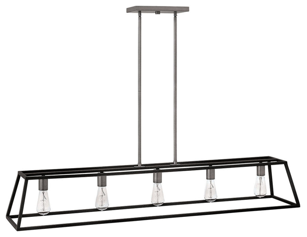 Hinkley Fulton Large Five Light Open Frame Linear, Aged Zinc