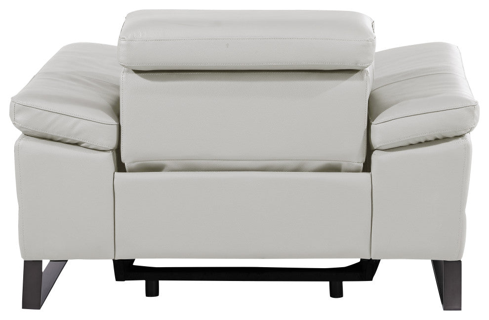 Antonio Italian Leather Power Reclining Arm Chair, Light Gray