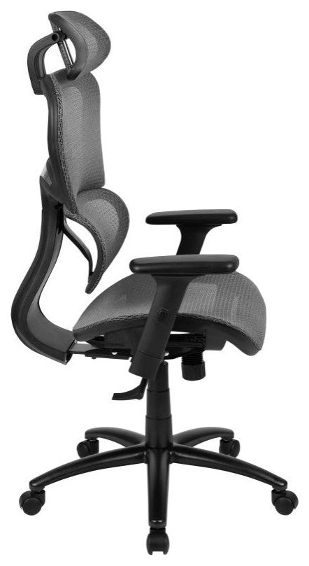Ergonomic Mesh Office Chair w/Tilt, Adj. Headrest, Lumbar Support, & Arms-Gray
