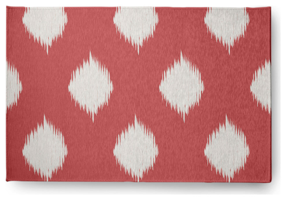 Ikat Lattice Soft Chenille Area Rug, Red, 2'x3'