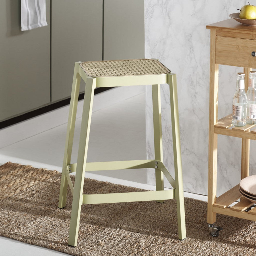 Safavieh Palmyra Cane Counter Stool, Green/Natural
