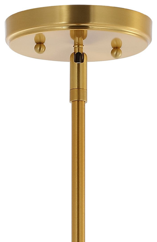 Watts 10.5" Glass, Metal LED Pendant, Brass Gold/Clear, Width: 13.25"