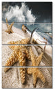 Message Bottle Buried in Sand, Seascape Canvas Art Print, 28"x48", 4 Panels