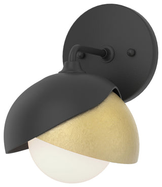 Brooklyn 1-Light Double Shade Bath Sconce, Black, Modern Brass, Opal Glass