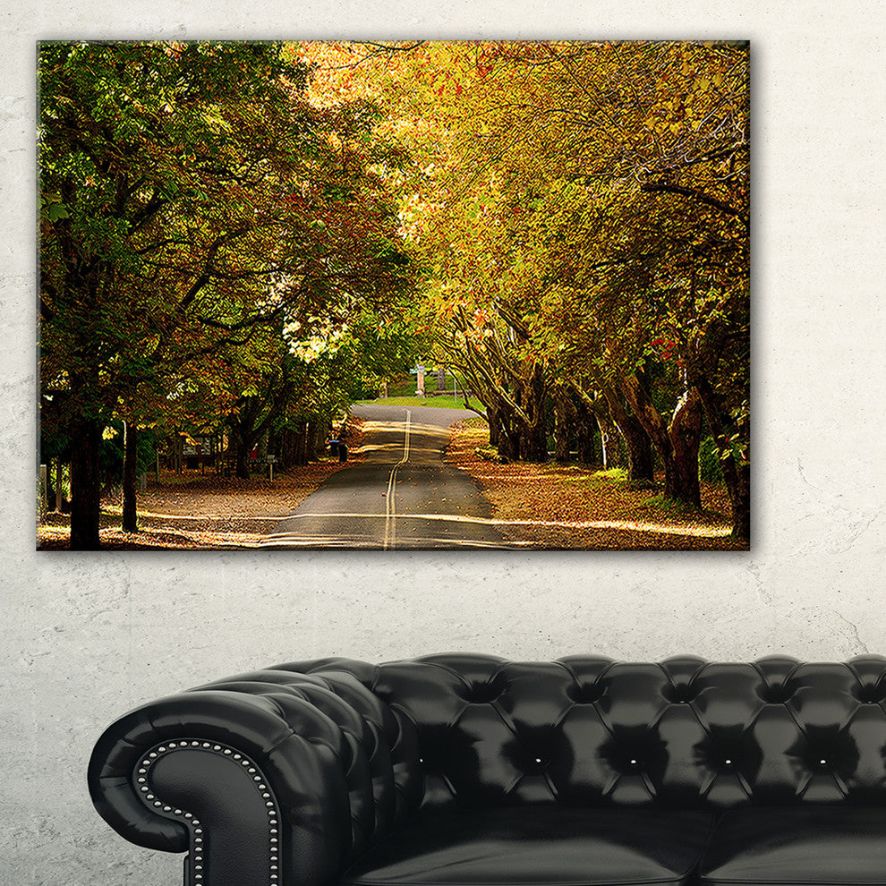 "Road Through Beautiful Green Trees" Landscape Wall Art, 40"x20"