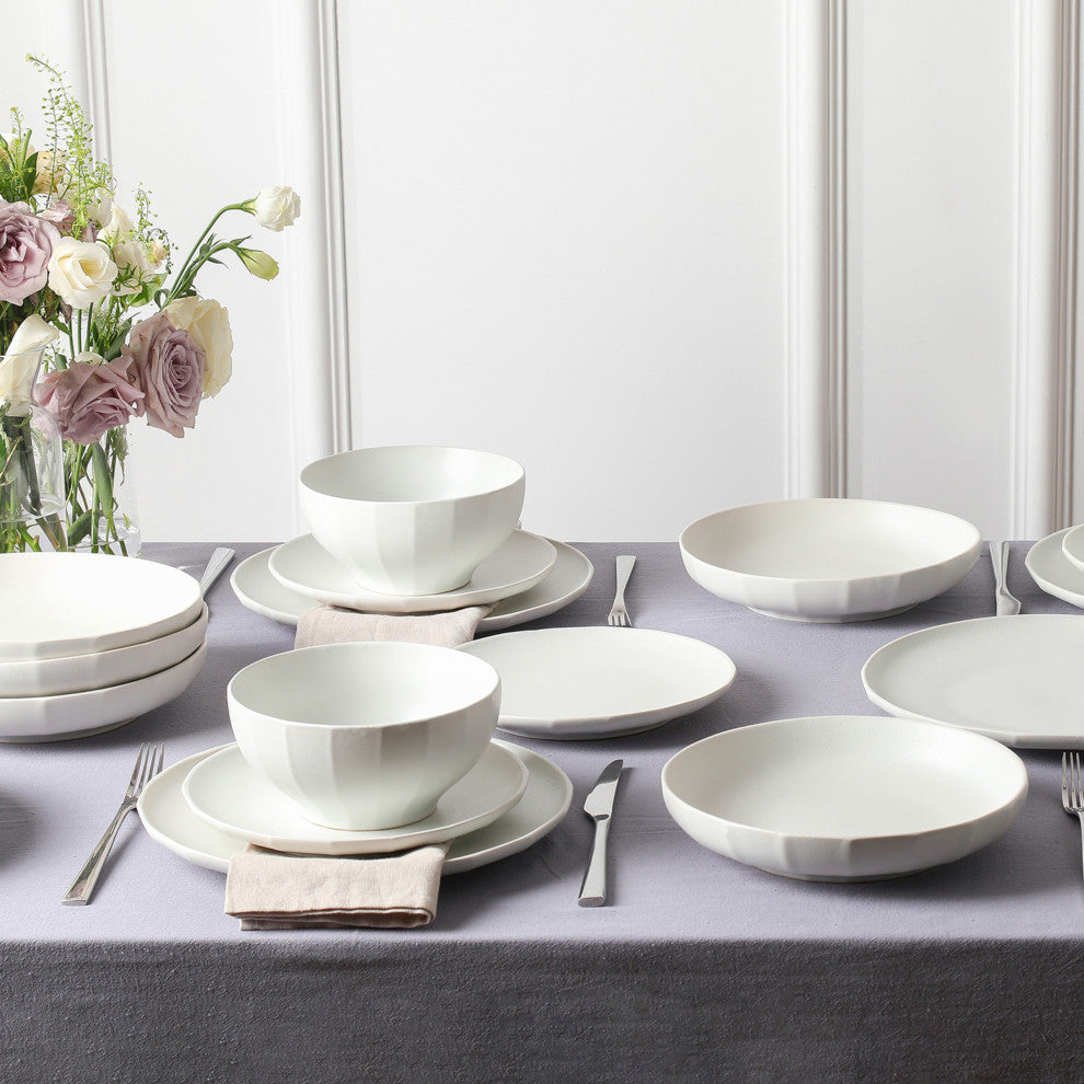 Stone Lain Rio Stoneware 12-Piece Dinnerware Set, Beige