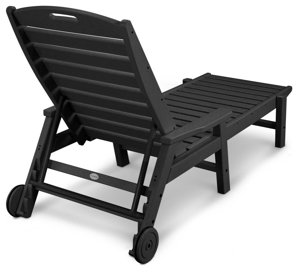 Polywood Nautical Chaise With Wheels, Black