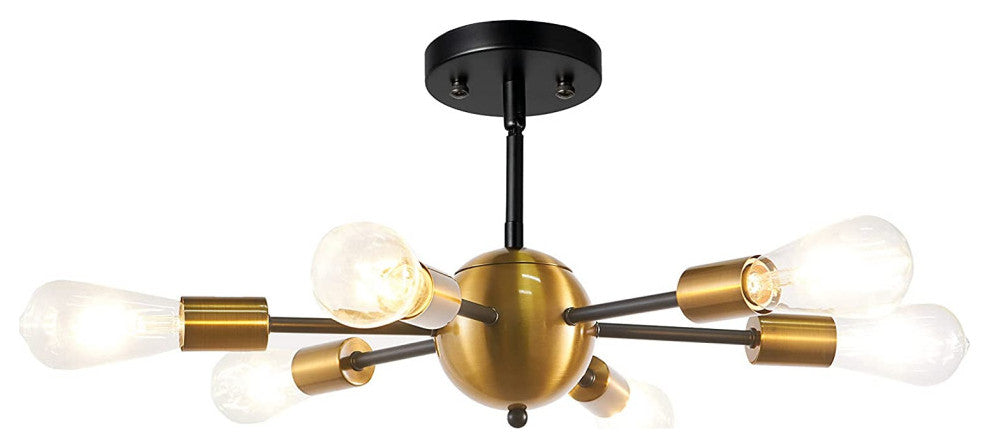 3 light square Flush Mount Ceiling Light Fixture black cage ceiling lamp