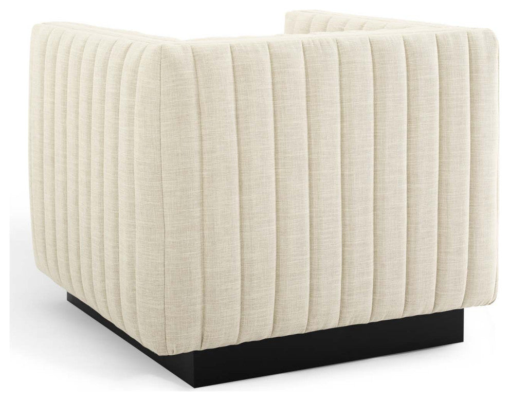 Tufted Armchair Accent Chair, Set of 2, Fabric, Beige, Modern, Lounge