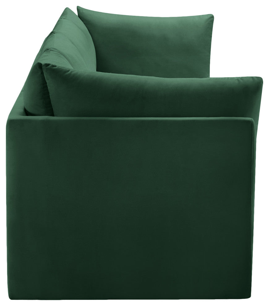 Jacob Velvet Upholstered 3-Piece Modular Sofa, Green