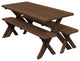 Cedar Cross-Leg Table with 2 Benches, Mushroom Stain, 8 Foot